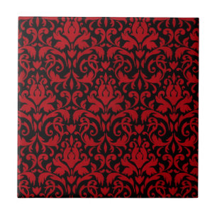 CARREAU EN CÉRAMIQUE BLACK-RED-SWIRLY