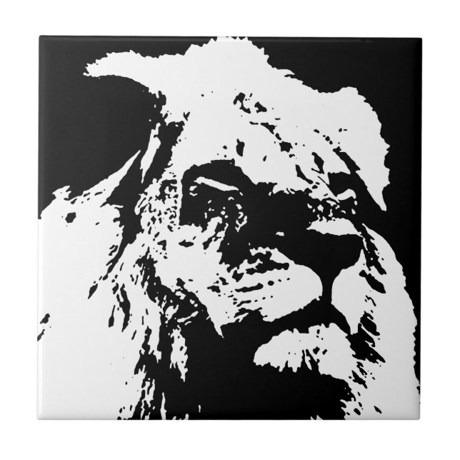 Carreau En Céramique Black & white lion pop art (Devant)