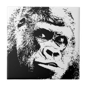 Carreau En Céramique Black White Pop Art Gorilla