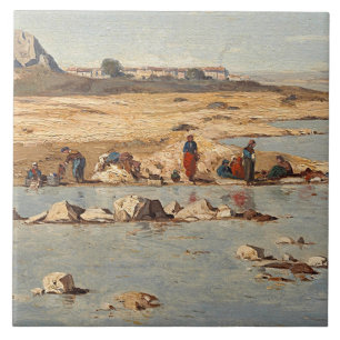 Carreau En Céramique Blanchisseuses sur les banques de Durance, 1866