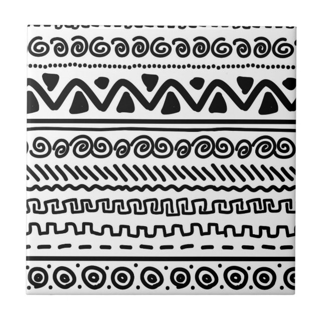 Carreau En Céramique Blancs noir Aztec Tribal motif carrelage de salle  (Devant)