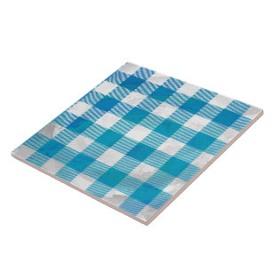 Carreau En Céramique Bleu et blanc À damiers Buffalo Plaid