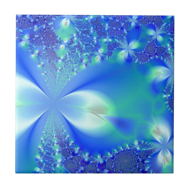 Carreau En Céramique Bleu floral (Devant)