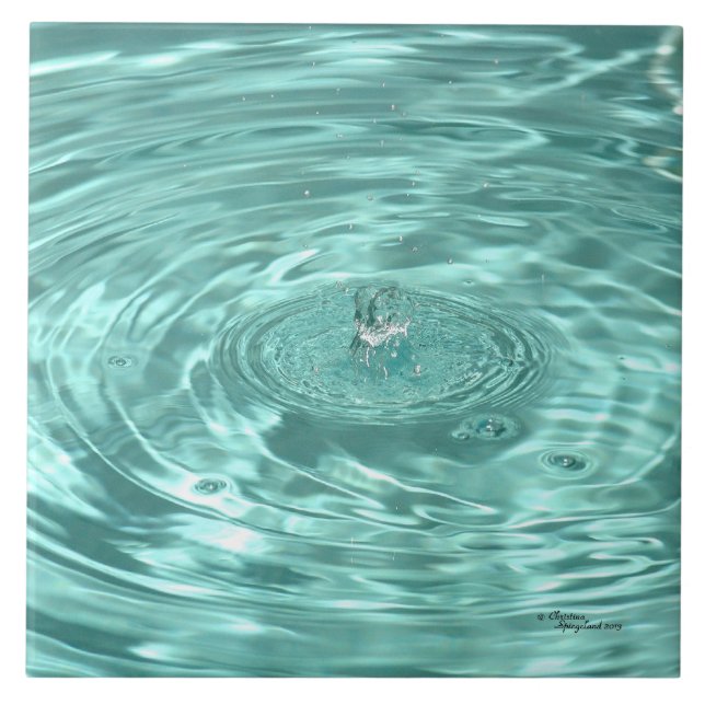 Carreau En Céramique Bleu gouttes d'eau ondulée Tuile (Devant)
