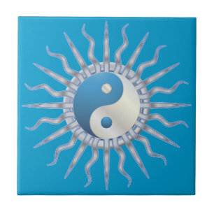 Carreau En Céramique Blue Starburst Yin Yang