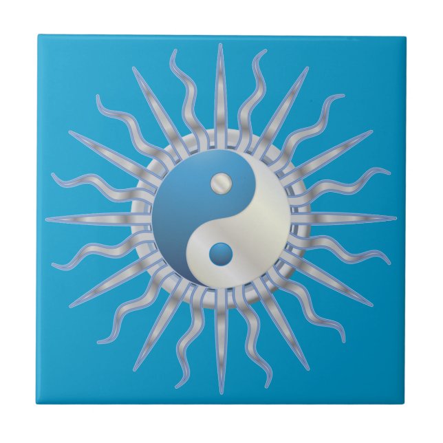 Carreau En Céramique Blue Starburst Yin Yang (Devant)
