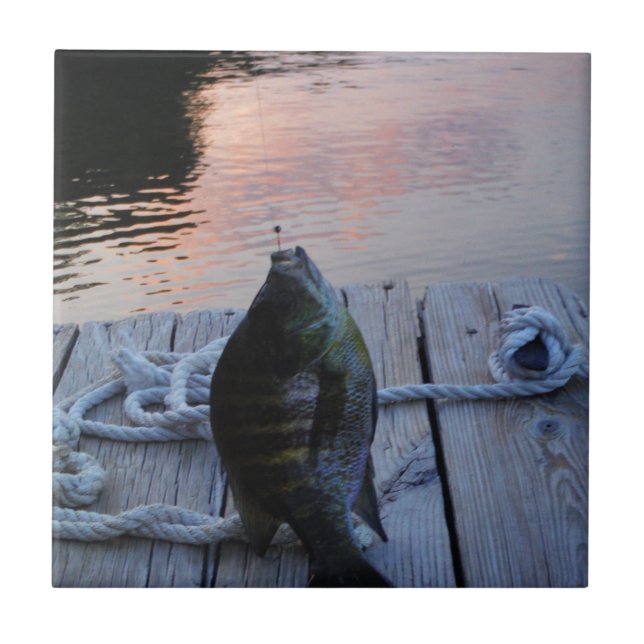 Carreau En Céramique Bluegill au coucher du soleil Lac Arrowhead (Devant)
