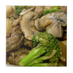 Carreau En Céramique Boeuf, brocoli et champignons remuer la frite