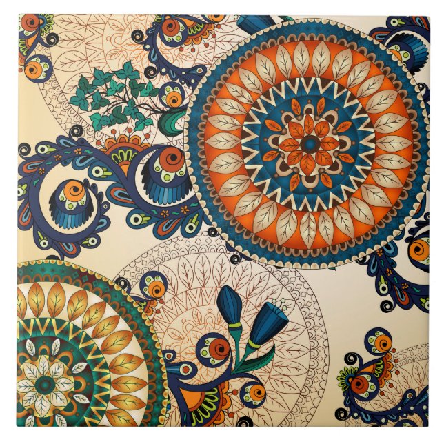 Carreau En Céramique Boho Funky Retro tendance Motif Abstrait (Devant)
