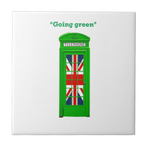 Carreau En Céramique Boîte téléphonique londonienne "Go green"