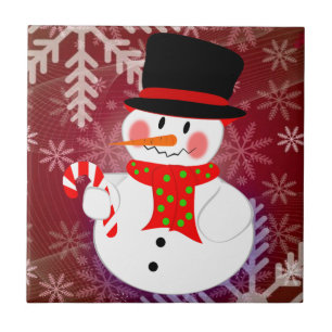 Carreau En Céramique Bonhomme de neige et Candycane