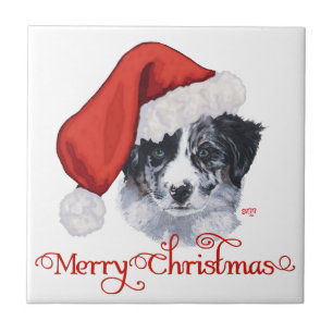 Carreau En Céramique Border Collie Noël