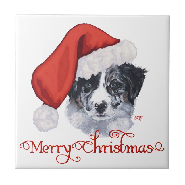 Carreau En Céramique Border Collie Noël (Devant)