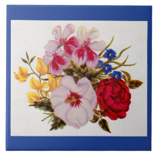 Carreau En Céramique Bouquet de fleurs du XVIIIe siècle