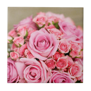 Carreau En Céramique Bouquet nuptial des roses roses