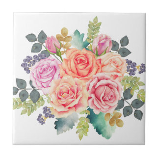 Carreau En Céramique Bouquet rose