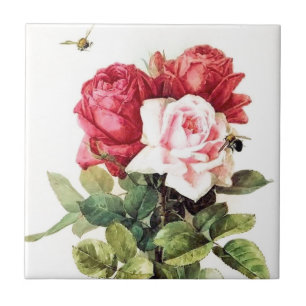 Carreau En Céramique Bouquet rose victorien vintage