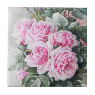 Carreau En Céramique Bouquet rose vintage de roses