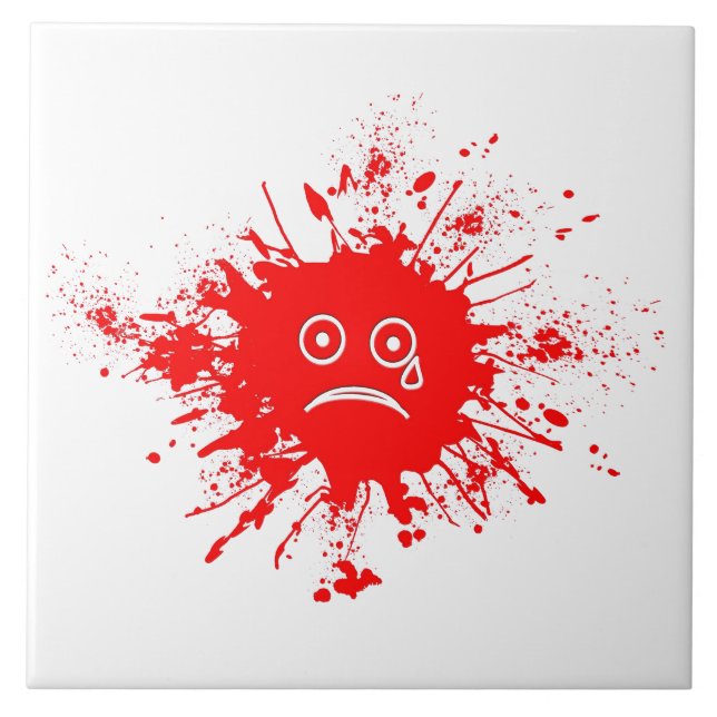 Carreau En Céramique Bouton d'encre rouge (Devant)
