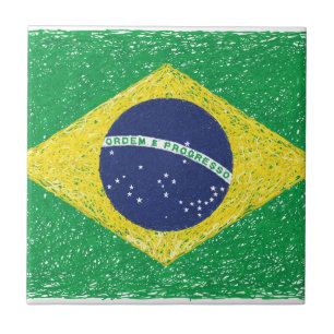Carreau En Céramique Brésilien de *Hand-sketch* de drapeau du Brésil