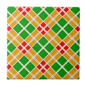 Carreau En Céramique Bright Argyl rouge vert jaune motif accessoire