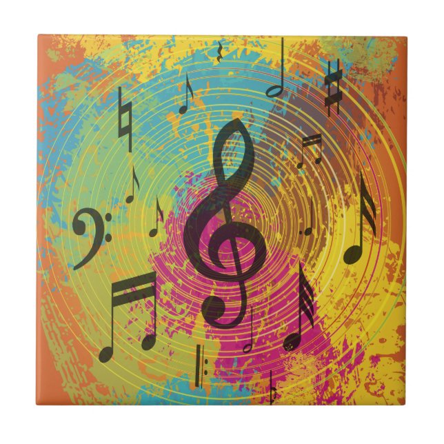 Carreau En Céramique Bright Music Notes sur l'explosion des couleurs (Devant)