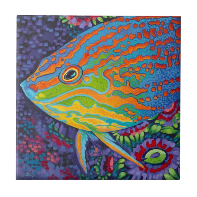 Carreau En Céramique Brillant poisson tropical I (Devant)