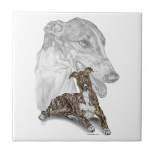 Carreau En Céramique Brindle Greyhound Chig Art