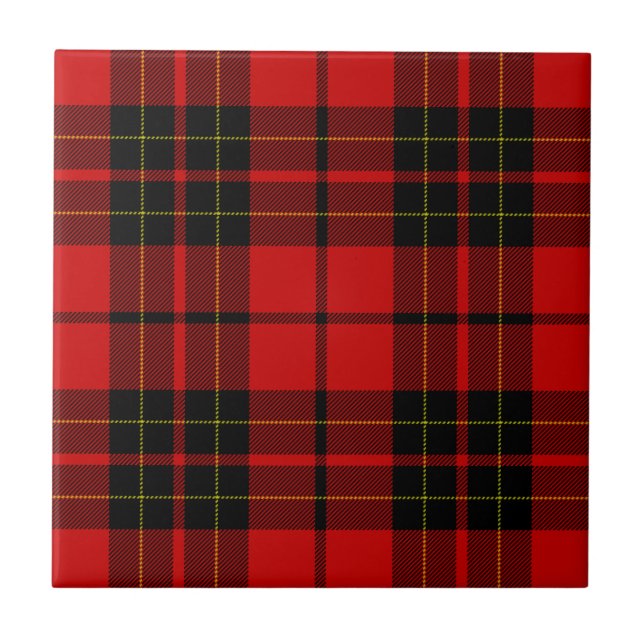Carreau En Céramique Brodie clan tartan rouge noir plaid (Devant)