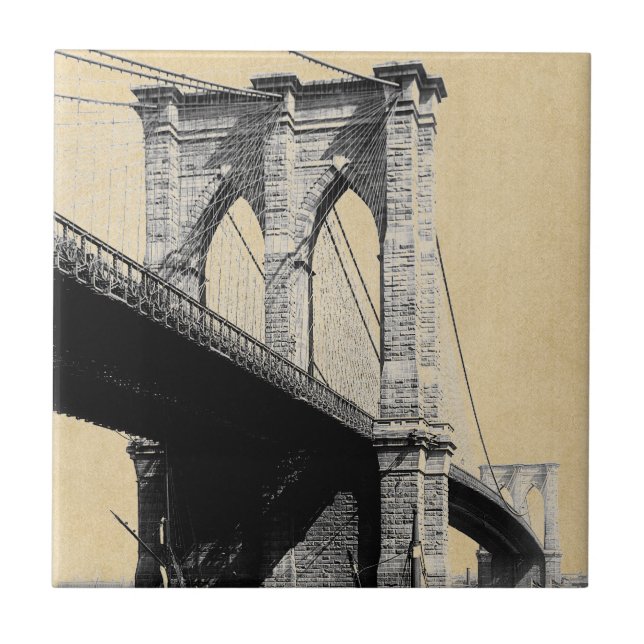 Carreau En Céramique Brooklyn Bridge Landmark New York 1896 (Devant)