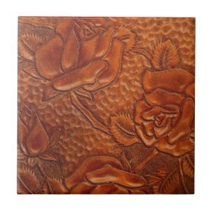 Carreau En Céramique brown country cowgirl floral leather
