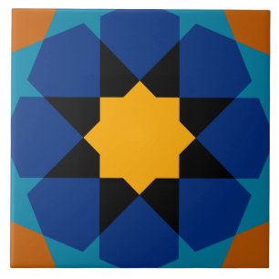 Carreau En Céramique Brun bleu géométrique espagnol marocain de profil