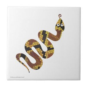 Carreau En Céramique Brun de serpent et silhouette d'or