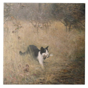 Carreau En Céramique Bruno Liljefors - Chasse aux oiseaux chats