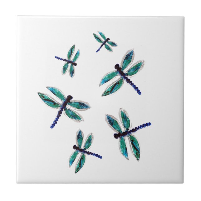 Carreau En Céramique Bugs dansants Turquoise Dragonfly (Devant)