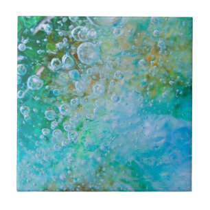 Carreau En Céramique Bulle de la terre - abrégé sur vert bleu