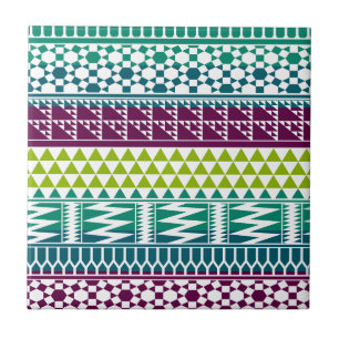 Carreau En Céramique Burgundy Aqua Géométrique Aztec Tribal Imprimer Mo