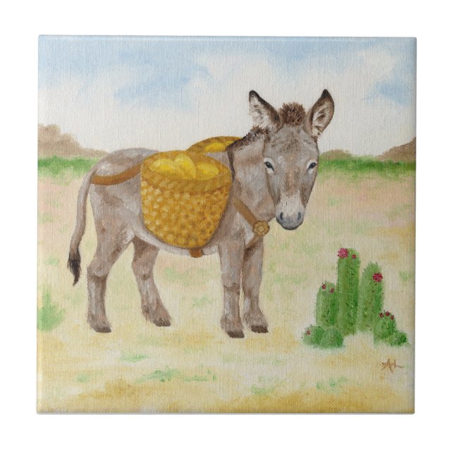 Carreau En Céramique Burro avec la tuile de panier (Devant)