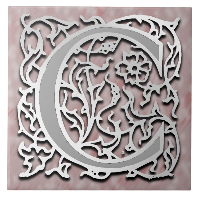 Carreau En Céramique C Monogramme "Pierre d'Argent" Carrelage en cérami (Devant)