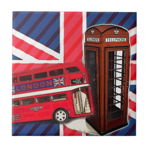 Carreau En Céramique Cabine téléphonique rouge Retro Union Jack London 