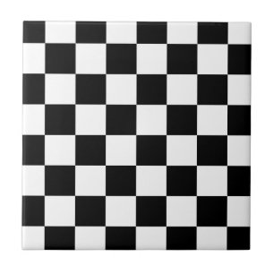 Carreau En Céramique Cadeaux Checkered noirs et blancs de motif