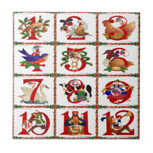 Carreau En Céramique Cadeaux d'impression de courtepointes des 12 jours