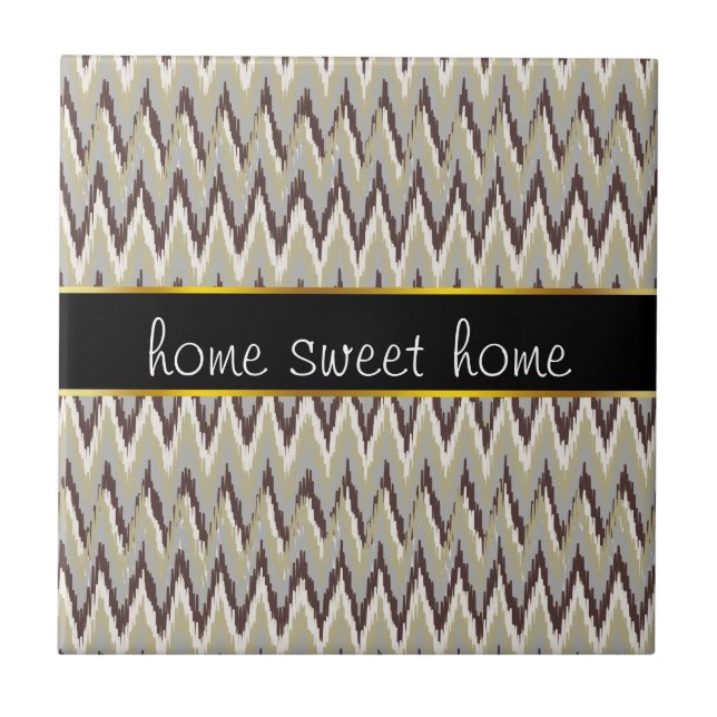 Carreau En Céramique Café et Sage iKat ZigZag Motif (Devant)