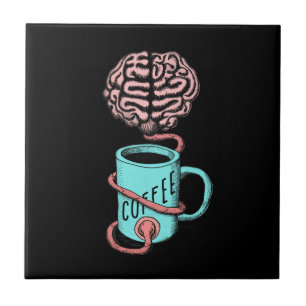 Carreau En Céramique Café pour le cerveau. Illustration drôle de café
