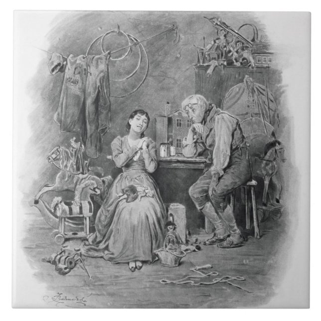 Carreau En Céramique Caleb Plummer et sa fille aveugle, de 'Charle (Devant)
