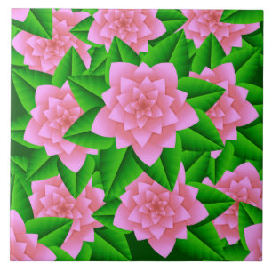 Carreau En Céramique Camellias rose glace et Feuilles verts