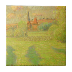 Carreau En Céramique Camille Pissarro   le berger et l'église de