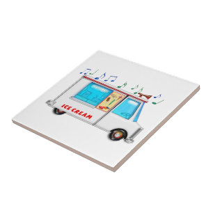 Carreau En Céramique Camion de crème glacée avec la musique