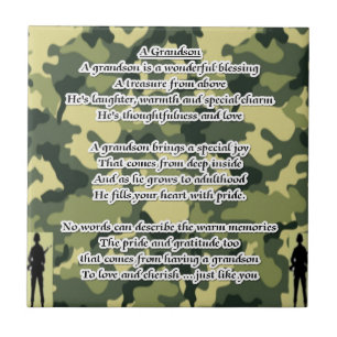 Carreau En Céramique Camouflage d'armée de poème de petit-fils
