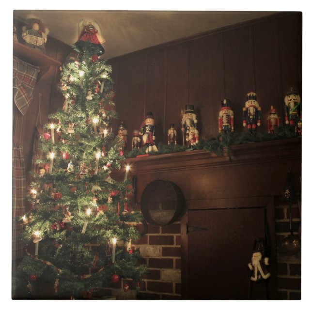 Carreau En Céramique Campagne coloniale primitive Fête de Noël (Devant)